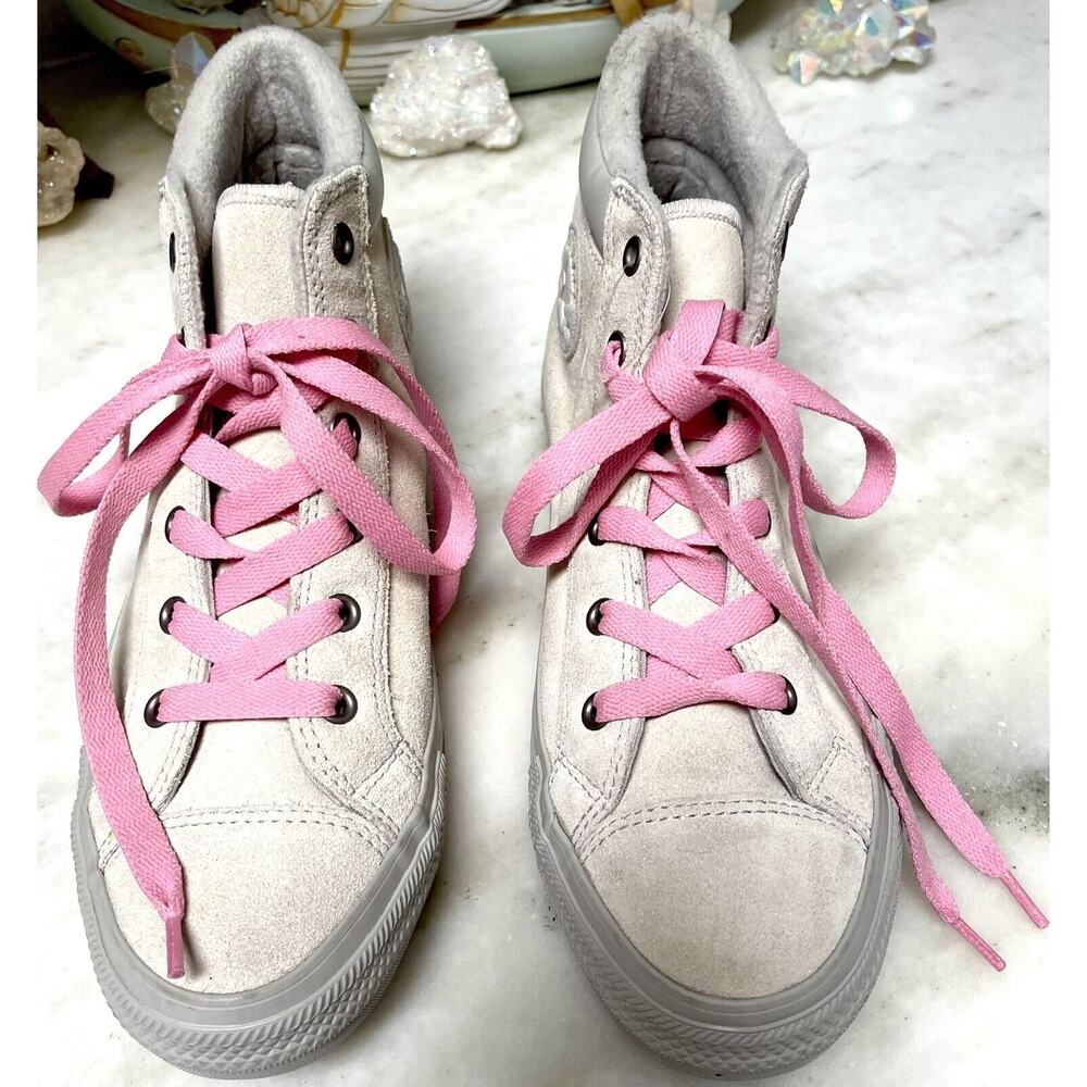 Converse CTAS PC Boots Juniors Size US 6 Suede Tan Pink Lace Hi Top Kids Womens